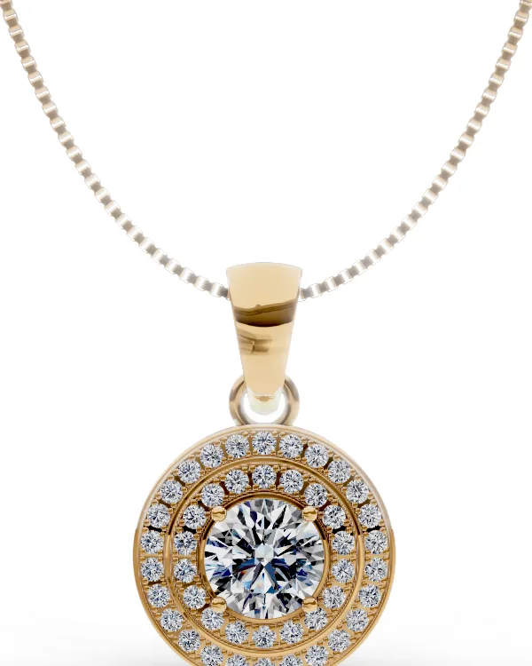 Round Double-Halo Pendant