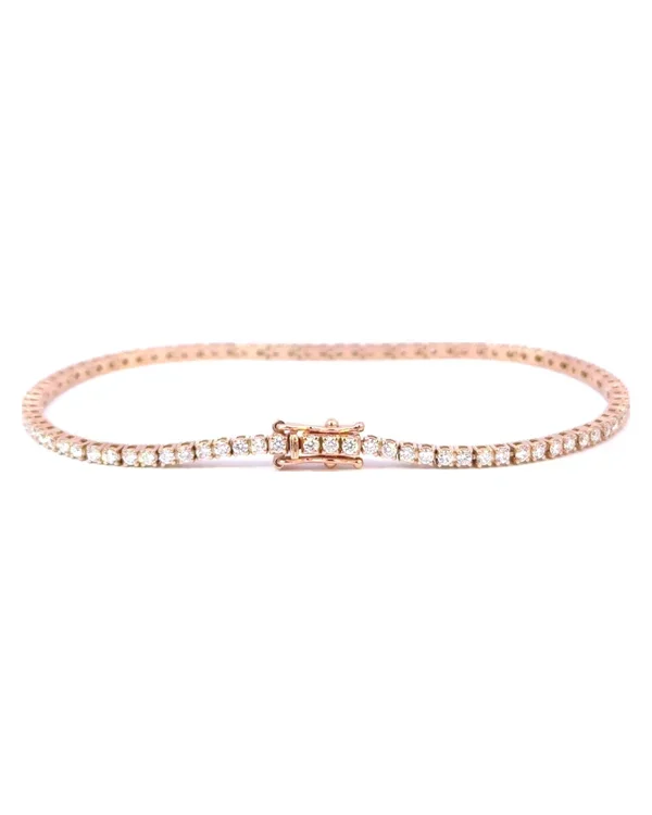 Diamond Tennis Bracelet E-F VVS-VS, 14k Rose Gold, 1.86 ct