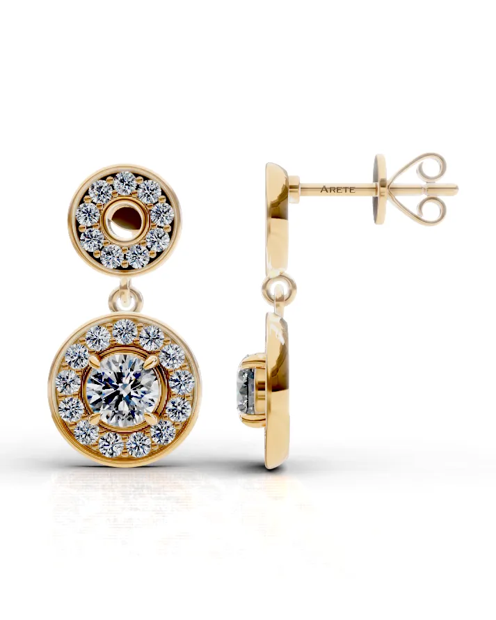 Two-Tier Halo Drop Earrings