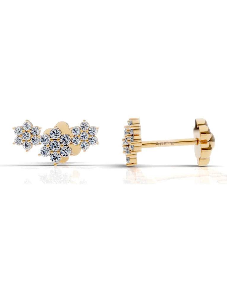 Triple-Flower Cluster Studs