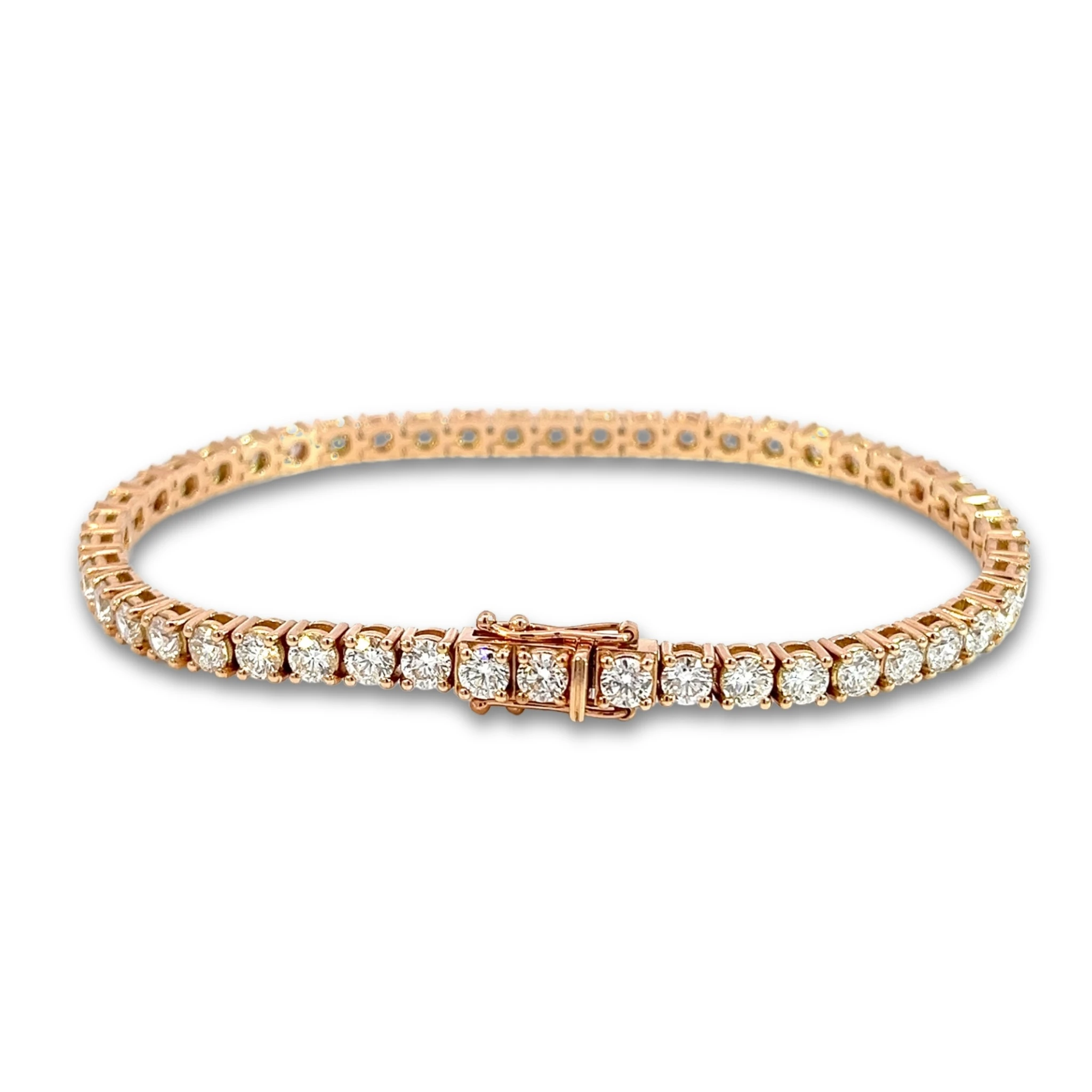 Diamond Tennis Bracelet D-E VS, 14k Rose Gold, 7.65 ct