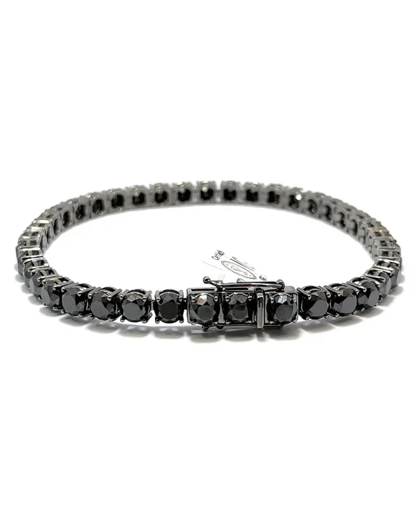 Black Diamond Tennis Bracelet, 14k Gold with Black Rhodium, 28.25 ct