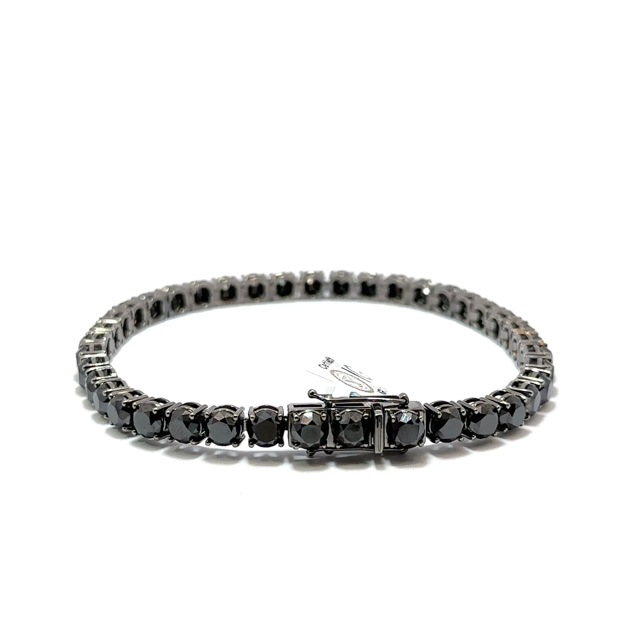 Black Diamond Tennis Bracelet, 14k Gold with Black Rhodium, 28.25 ct